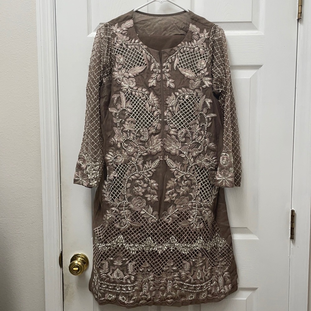 Intricate Pakistani Outfit w/ Pearl Bead Detail